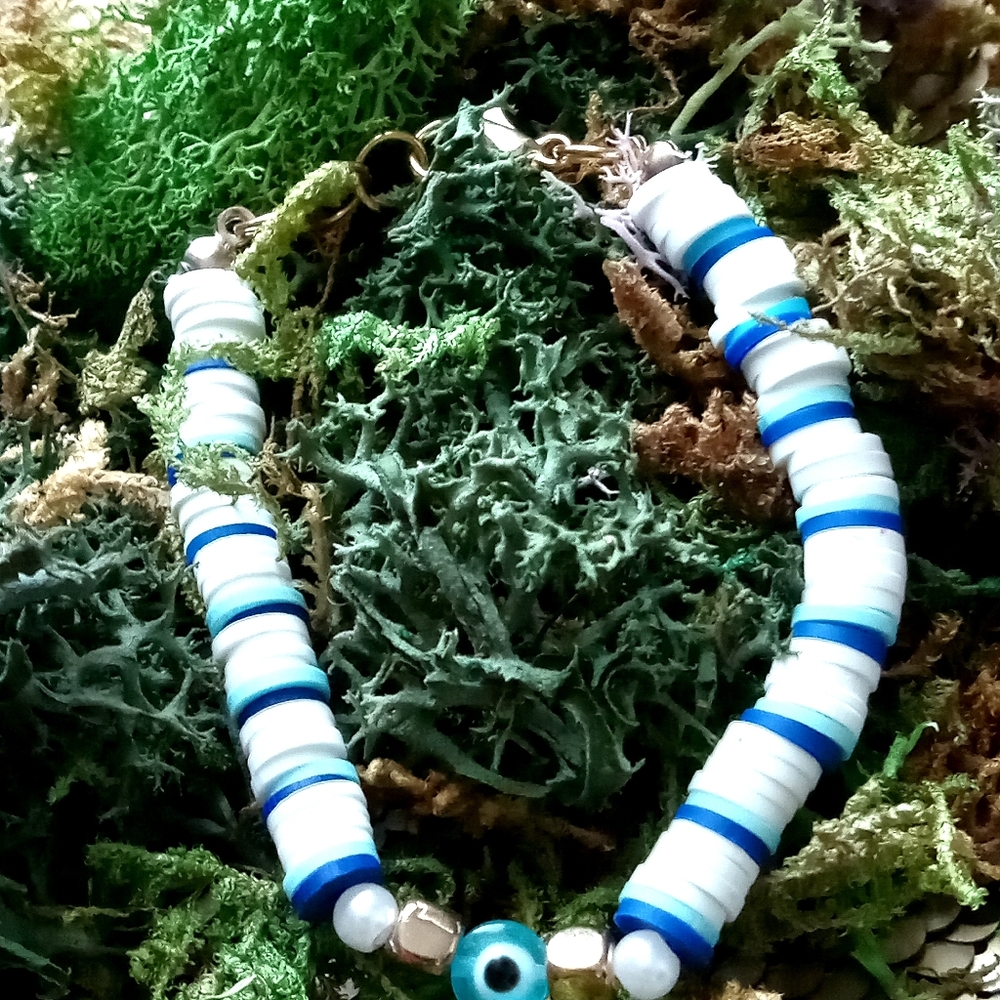 Blue and white evil eye bracelet